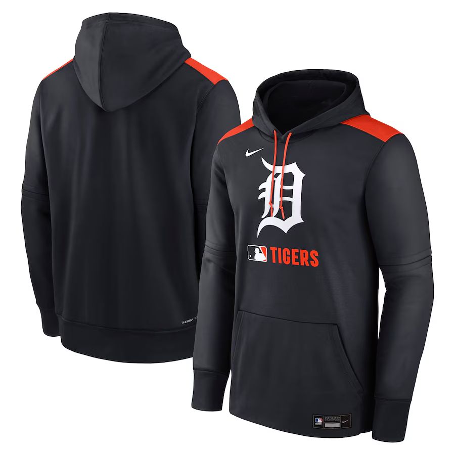 Men 2025 MLB Detroit Tigers Black Nike hoodie style 1